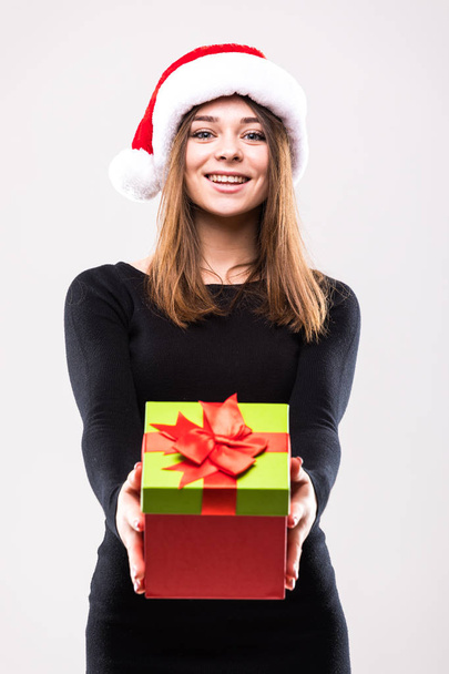 Christmas Woman with Gift Box - 写真・画像