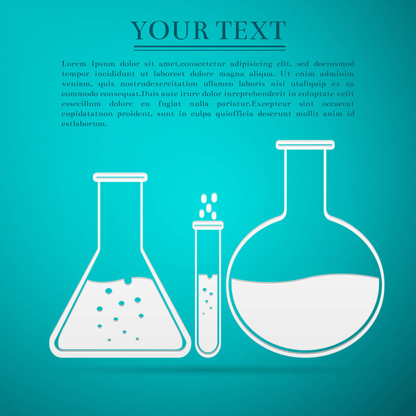 Laboratory glassware flat icon on blue background. Vector Illustration - Vector, Image