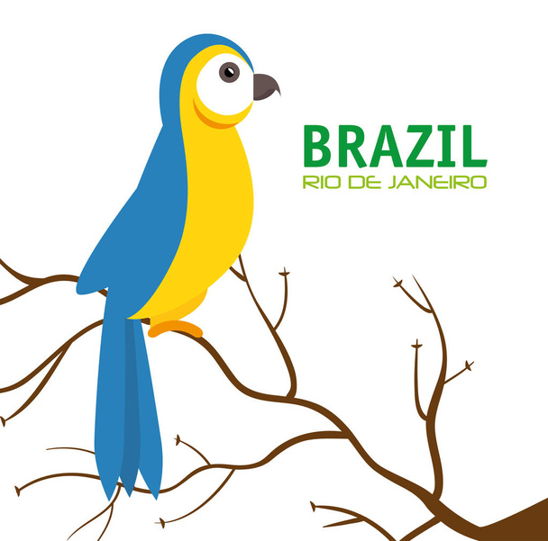 πουλί Βραζιλίας μπλε και κίτρινο μακώ - Διάνυσμα, εικόνα