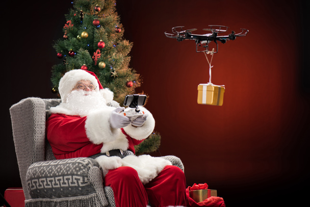 Santa Claus using drone - Zdjęcie, obraz