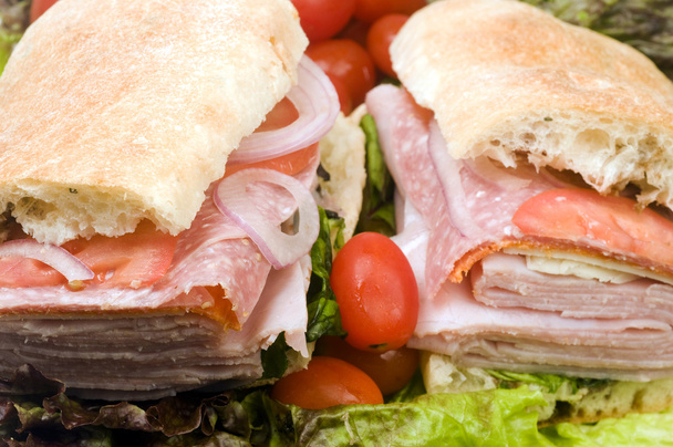 gastronomische Italiaanse combo sandwich ciabatta brood - Foto, afbeelding