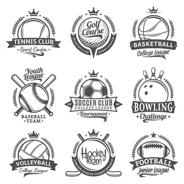 Set of vector retro styled sport emblems and labels - Vector, Image