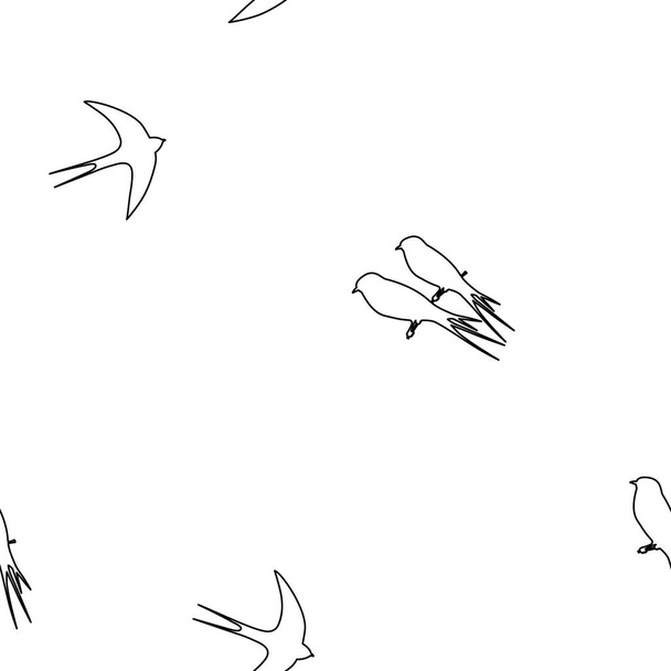 Бесшовный рисунок с силуэтами проглатывает птиц на белом фоне
 - Вектор,изображение