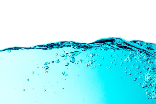 Blue water wave with bubbles background isolated on top - Foto, Imagen