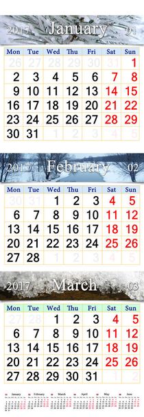 1 月の予定表 2 月と 2017 年 3 月の写真 - 写真・画像