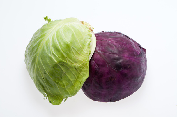 White and Red Cabbage cross section on White Background - Photo, Image