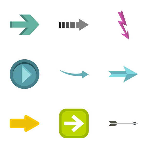 Kind of arrow icons set, flat style - Διάνυσμα, εικόνα