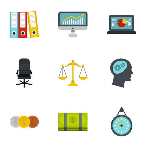 Business icons set, flat style - Вектор,изображение