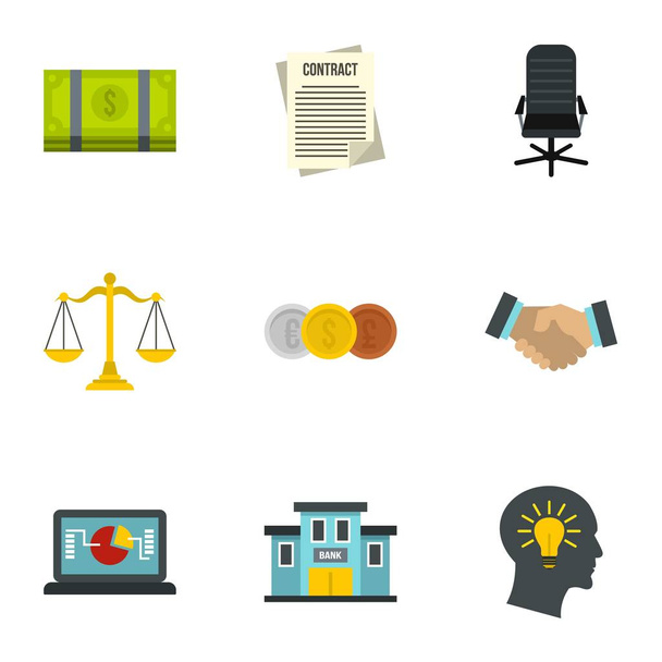 Office icons set, flat style - Vector, afbeelding