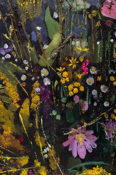 Peinture à l'huile nature morte avec des fleurs
 - Photo, image