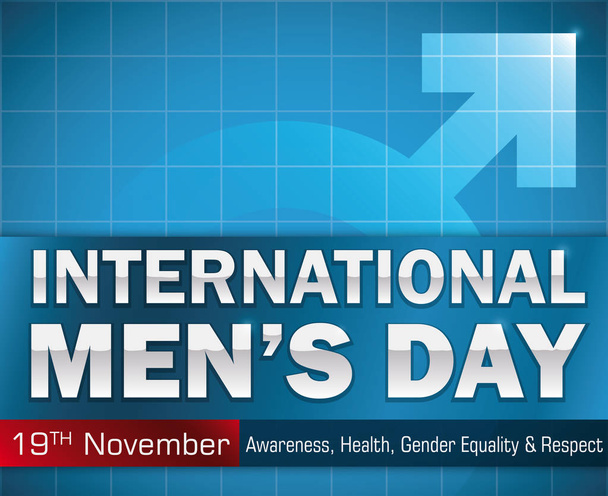 Напоминание о дате и поздравительном послании по случаю Международного мужского дня, векторная иллюстрация
 - Вектор,изображение