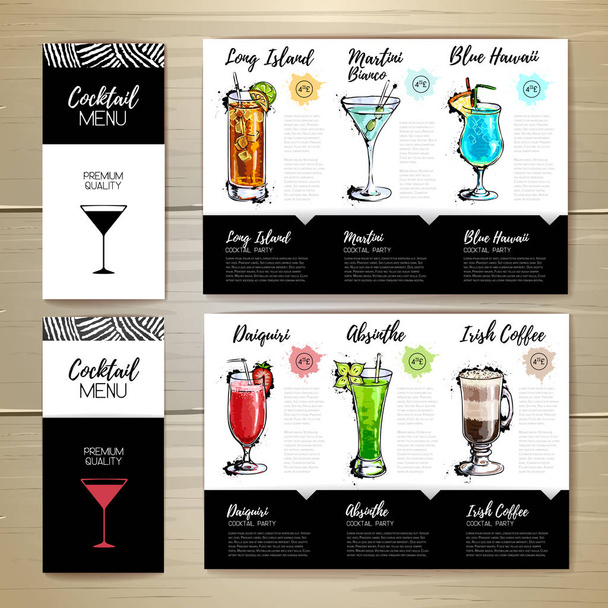 Cocktail menu design. Corporate identity. Document template - Vettoriali, immagini