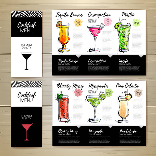 Cocktail menu design. Corporate identity. Document template - Vektor, Bild