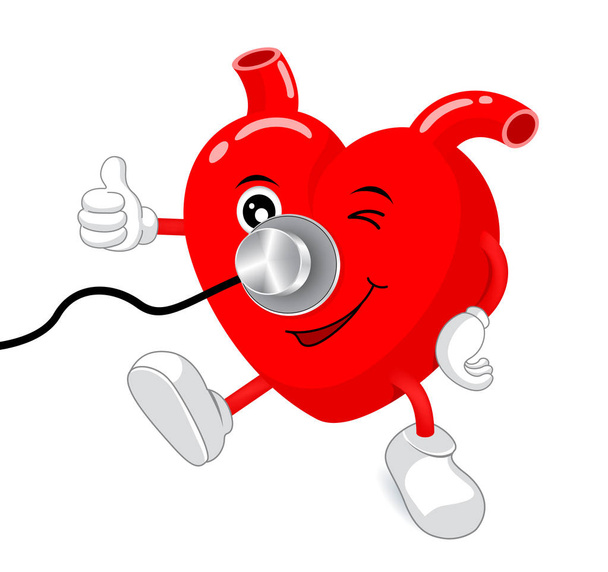 Red heart shape checked up by Stethoscope.  - Vector, Image