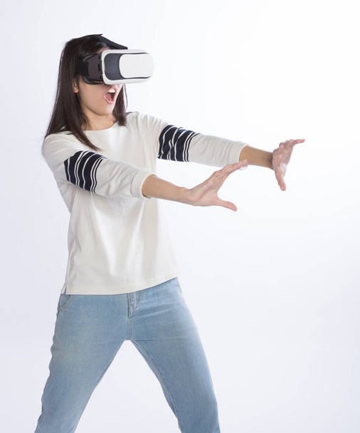woman wearing VR headset - Photo, image