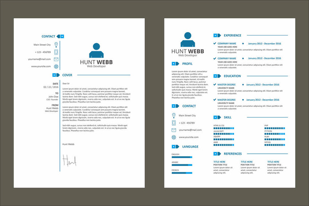 履歴書履歴書の単純なタグきれいにブルーのテンプレート ベクトル - ベクター画像