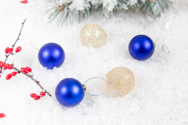 Christmas and New Year balls on light background - Fotografie, Obrázek