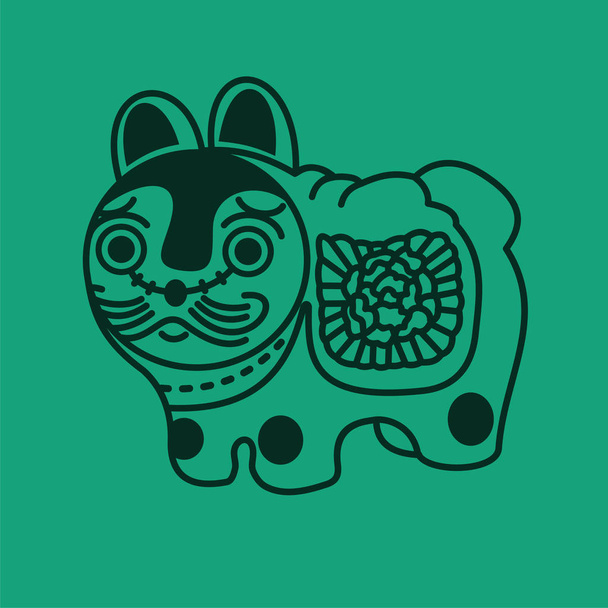 Vector illustration Japanese symbol toy dog - Vetor, Imagem