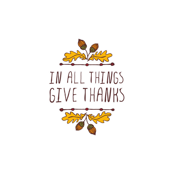 Étiquette de Thanksgiving avec texte sur fond blanc
 - Vecteur, image