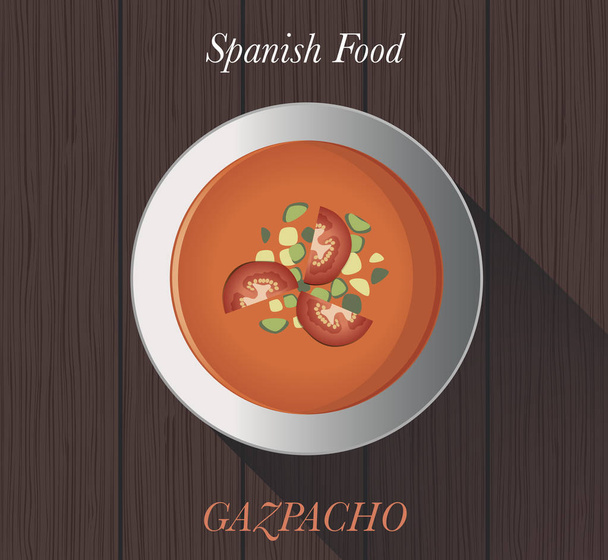 Ισπανικό φαγητό: γκασπάτσο - Διάνυσμα, εικόνα