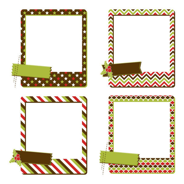 Collection of four Christmas instant photo frames with different tags and patterns on each.  - Vector, imagen