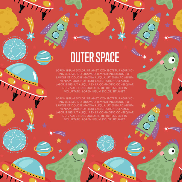 Outer Space Cartoon Vector Web pagina sjabloon - Vector, afbeelding