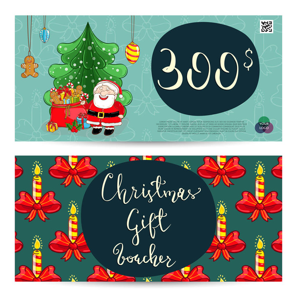 Christmas Gift Voucher with Prepaid Sum Template - Vector, Image
