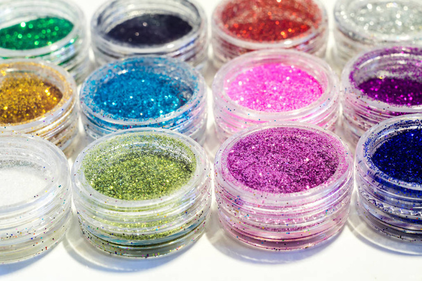 Set of Colorful Nail Glitter - Photo, Image