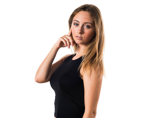 Loira menina adolescente posando em estúdio
 - Foto, Imagem