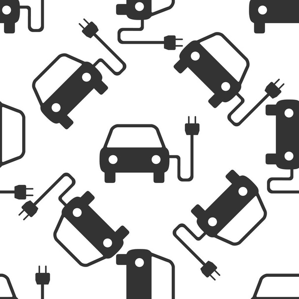 Elektrický pohon automobilu symbol ikonu bezešvé vzor na bílém pozadí. Vektorové ilustrace - Vektor, obrázek