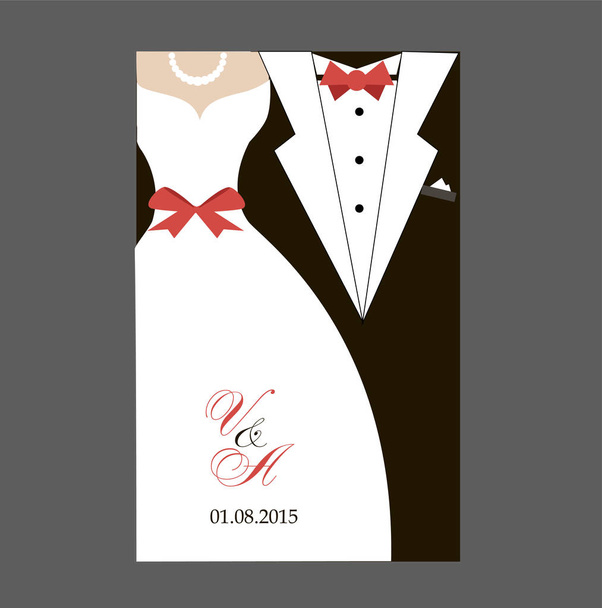 bruid en bruidegom bruiloft uitnodiging - Vector, afbeelding