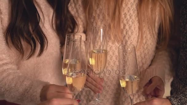 男性と女性の手を保持するワイングラス乾杯. - 映像、動画