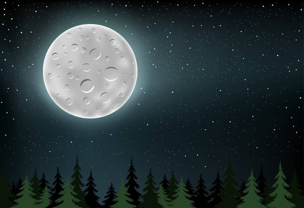 moon and wood - Vetor, Imagem