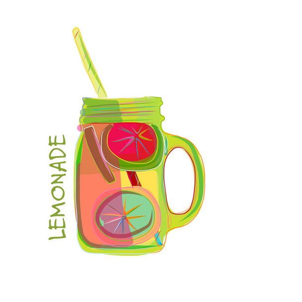 Cup with lemonade, sketch for your design - Vektor, kép