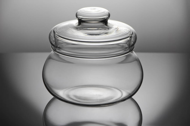glass sugar bowl on gray background - Photo, Image
