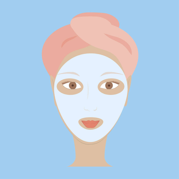 woman with white mask - Vector, Image