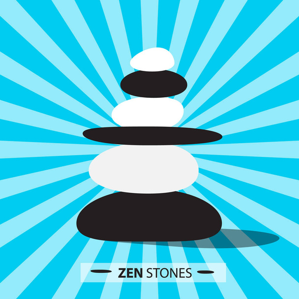 Piedras Zen en fondo azul retro Vector Ilustración
 - Vector, Imagen