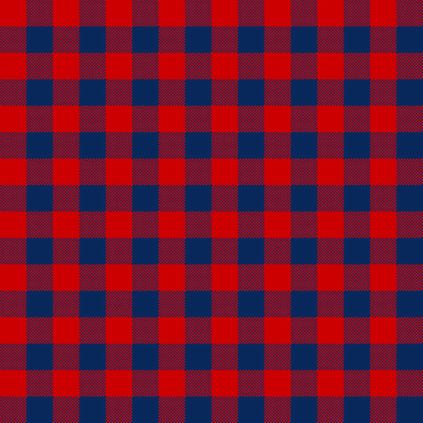 青赤チェックの織物のシームレス パターン - ベクター画像