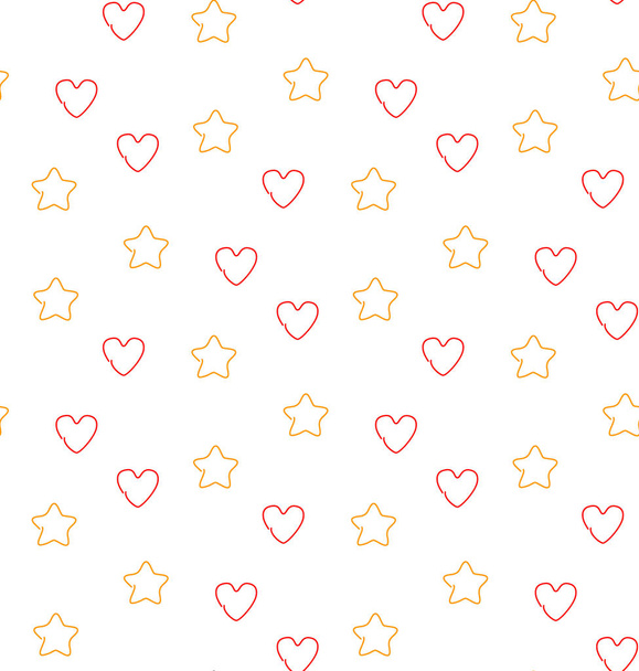 Hearts and stars seamless pattern - Vektör, Görsel