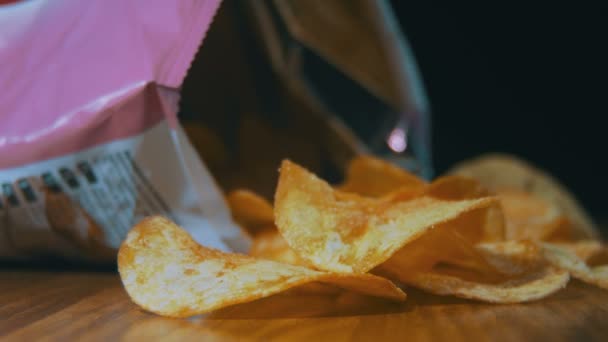 Potato Chips In Package Rotating - Video, Çekim