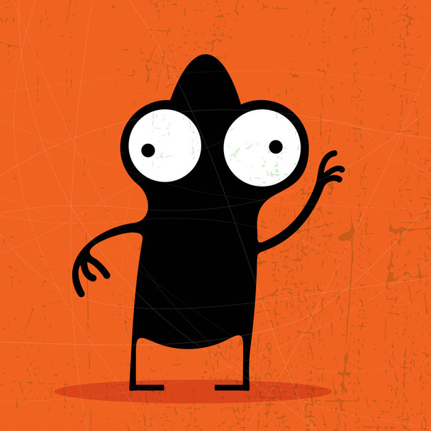 Black Monster on orange grunge background - Vector, afbeelding