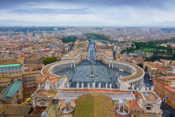Amazing aerial view over the Vatican and the city of Rome from St Peters Basilica - Photo, Image