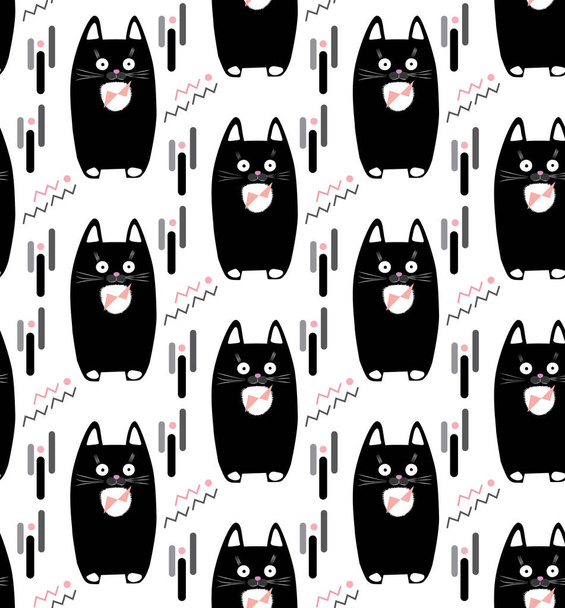 Cat pattern. Cats kitten isolated seamless pattern. Cat icon background. Baby cats vector. Cute kittens pattern. Cat fabric Print. Cat banner. Cat invitation, scrapbook, paper. Cat gift. Cat beautiful. Cat Sale. Cat advertising. Kitten Christmas 2017 - Vector, Image