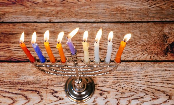 Jewish holiday Hanukkah background with menorah - Photo, Image