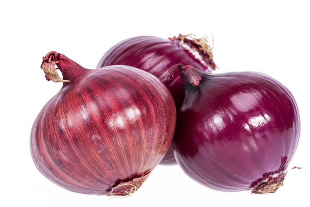 Group of red onions isolated on white background - Photo, Image