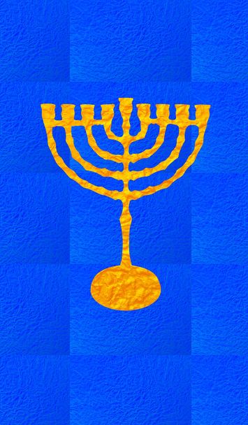 Hanukkah Festival of Lights. Fiesta judía Hanukkah Menorah (Candelabro tradicional) para velas Hanukkah. Hanukkah Menorah fondo festivo. Ilustración digital. Menorá de Oro. Hanukkah fondo de pantalla
 - Foto, Imagen