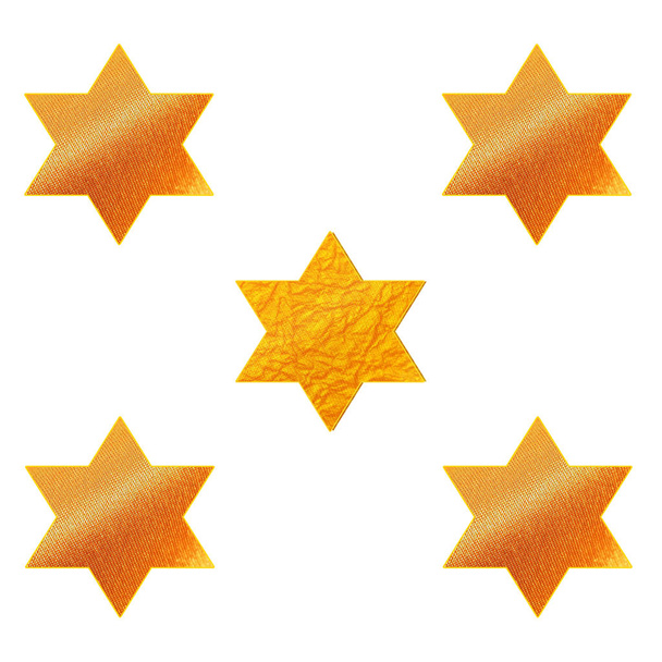 Étoile de David sur fond blanc. David étoiles bannière. Les stars des fêtes juives. étoiles d'or papier peint. Israël symbole
. - Photo, image