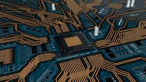 Loopable futuristic circuit board video with CPU - Footage, Video
