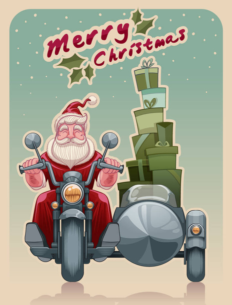 Motociclista de Santa en moto
 - Vector, imagen
