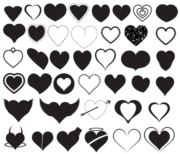 Hearts Silhouettes Vectors - Vector, Image